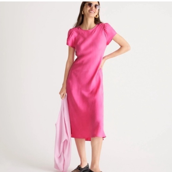 NWT J.Crew Cupro-blend midi T-shirt dress in pink size 6 - Picture 4 of 5